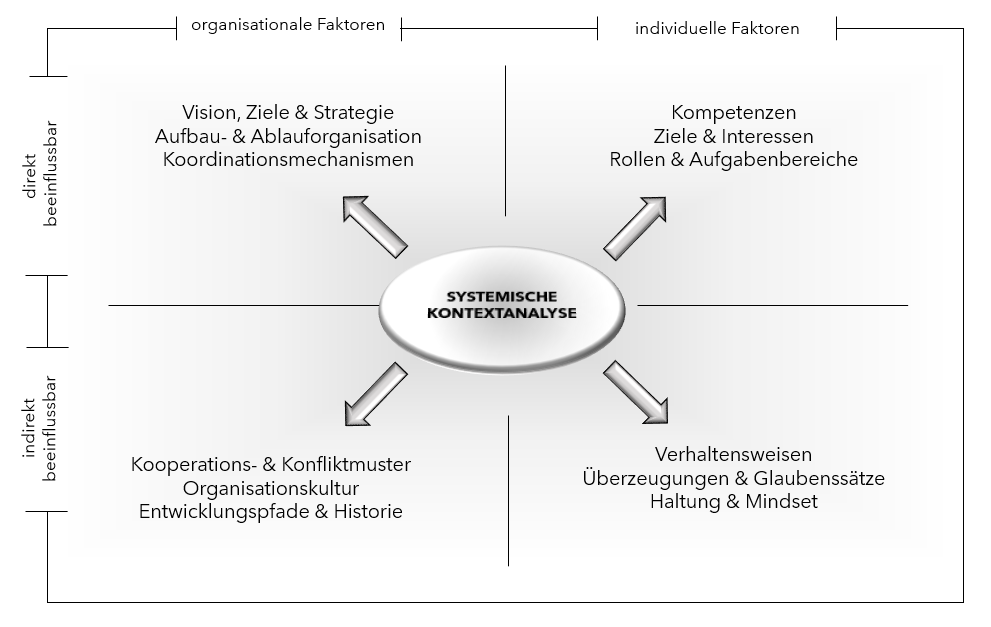 Grafik zur systemischen Kontextanalyse im Rahmen der Organisationsentwicklung